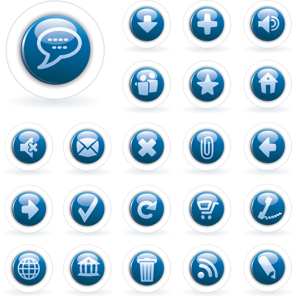 free vector 2 sets of blue tone icon vector